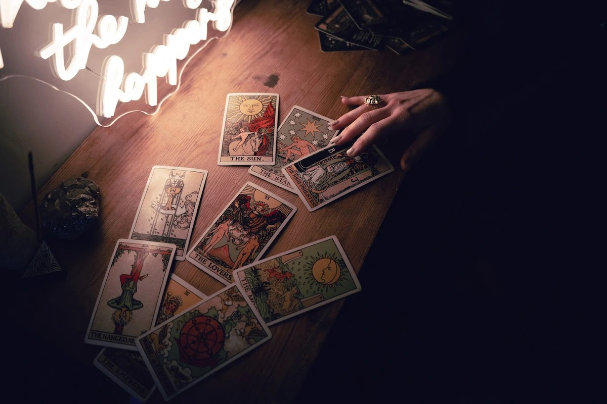 A spread of different tarot cards